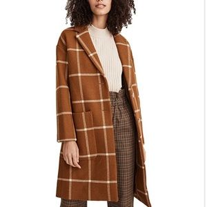 Madewell Camel windowpane plaid coat